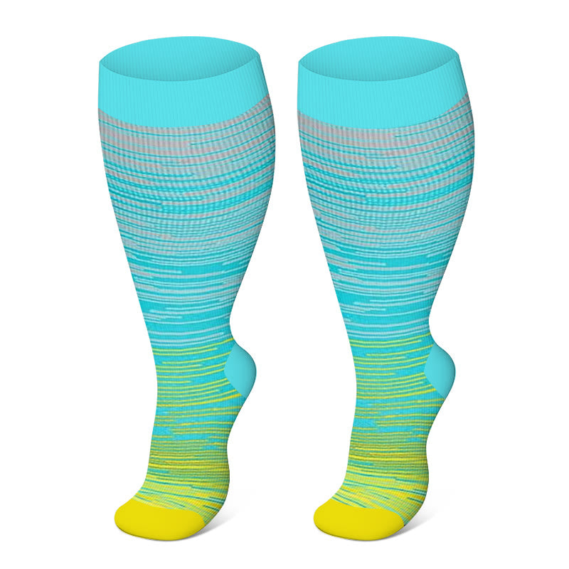 Plusock Plus Size Pure Color Compression Socks 2XL-7XL - Yellow - 7XL - image 14