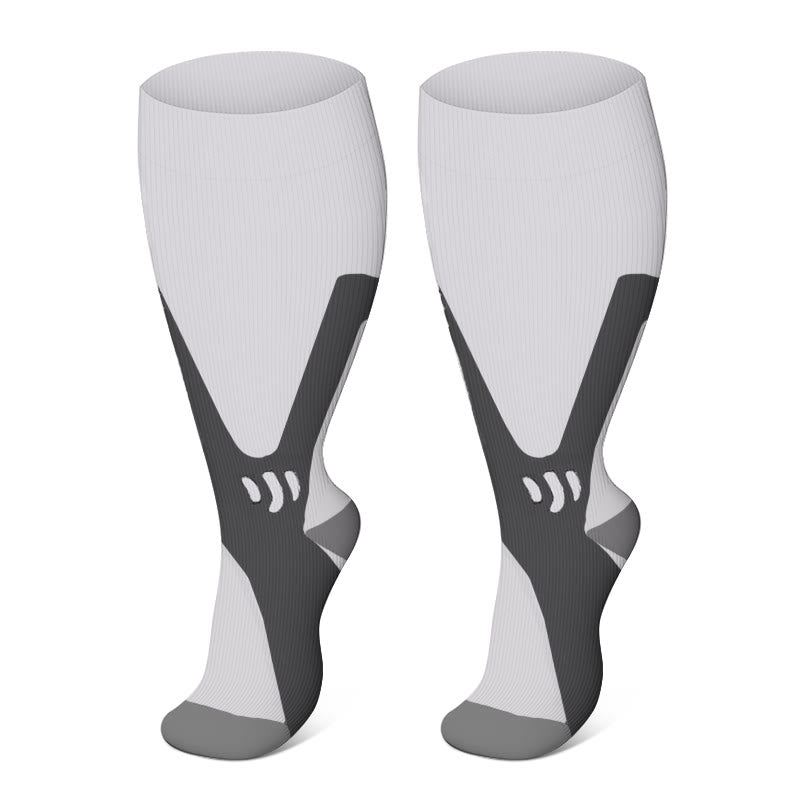 Plusock Plus Size Pure Color Compression Socks 2XL-7XL - White-A - 7XL - image 17