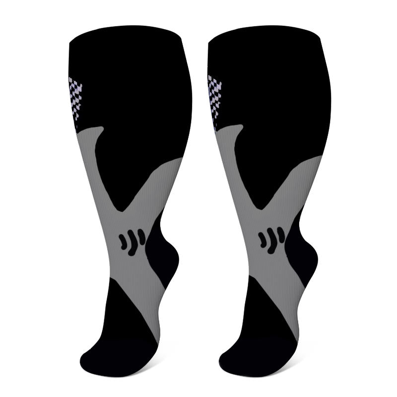 Plusock Plus Size Pure Color Compression Socks 2XL-7XL - Black-A - 7XL - image 18