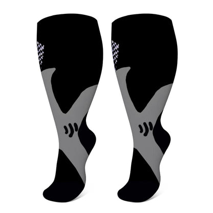 Plusock Plus Size Pure Color Compression Socks 2XL-7XL - Black-A - 7XL - image 18