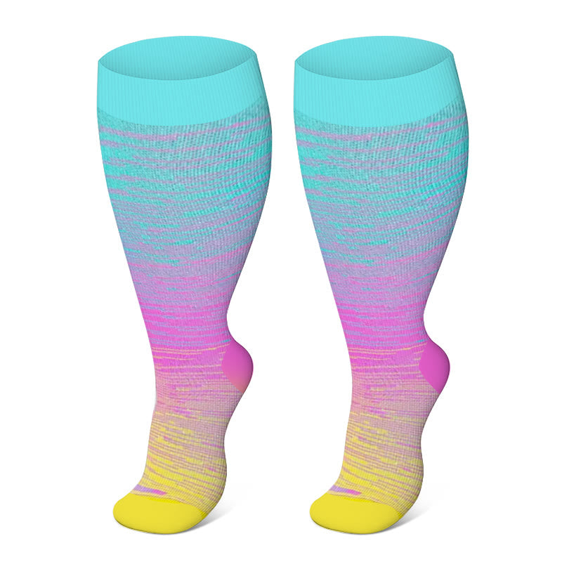 Plusock Plus Size Pure Color Compression Socks 2XL-7XL - Light Purple - 7XL - image 20