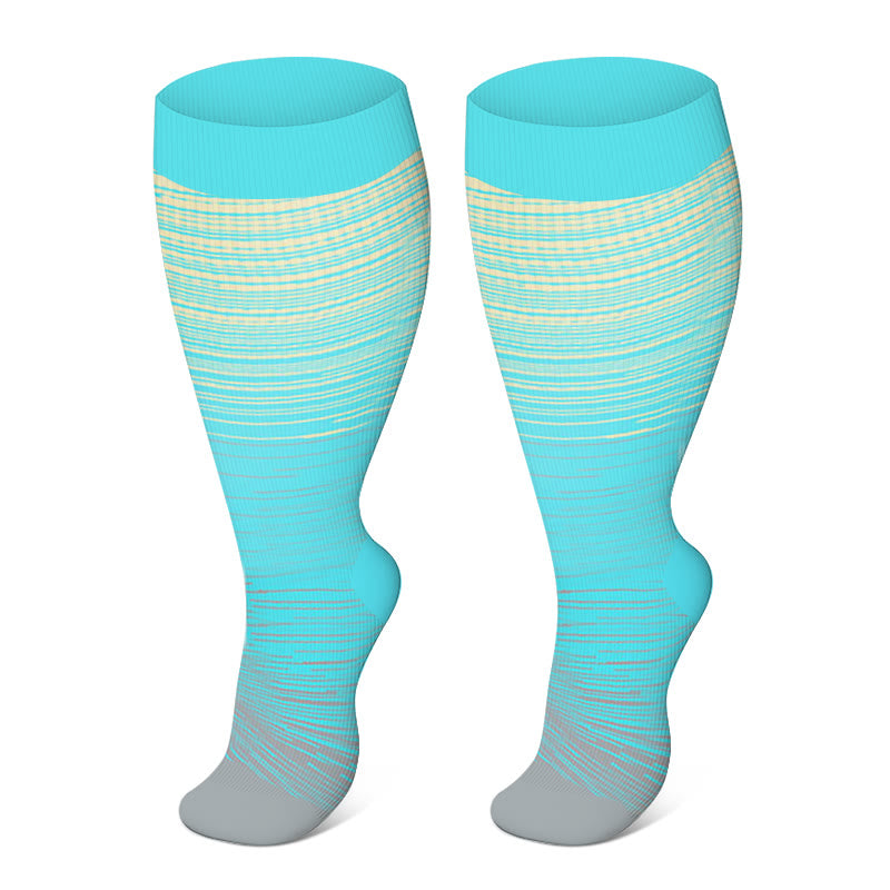 Plusock Colorful Cool Lines Plus Size Compression Socks 2XL-7XL - Light Gray - 7XL - image 13