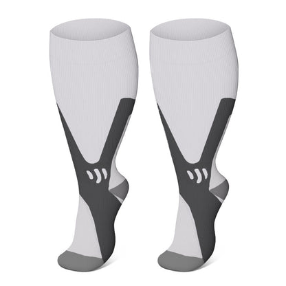 Plusock Colorful Cool Lines Plus Size Compression Socks 2XL-7XL - White-A - 7XL - image 17