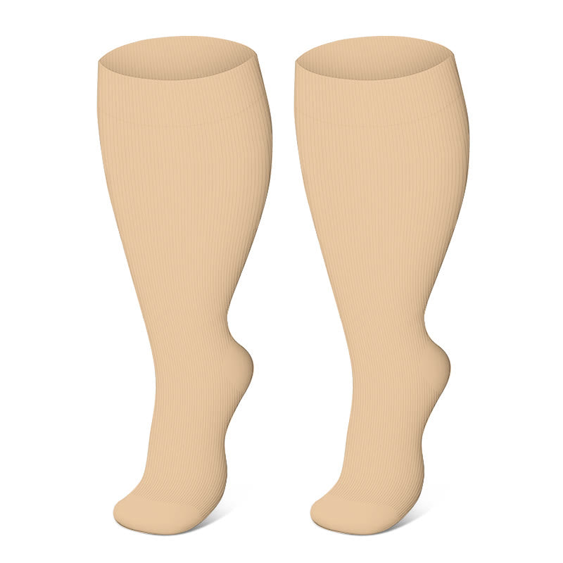 Plusock Colorful Cool Lines Plus Size Compression Socks 2XL-7XL - Nude - 7XL - image 19