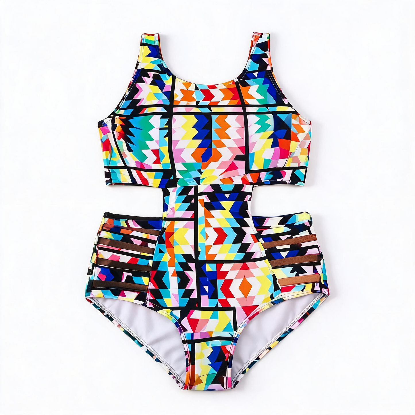 Plusock Tribal Geo Print High Waist One-Piece Swimsuit - image 7
