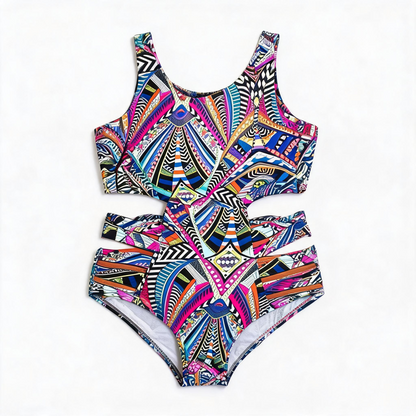 Plusock Tribal Geo Print High Waist One-Piece Swimsuit - image 9