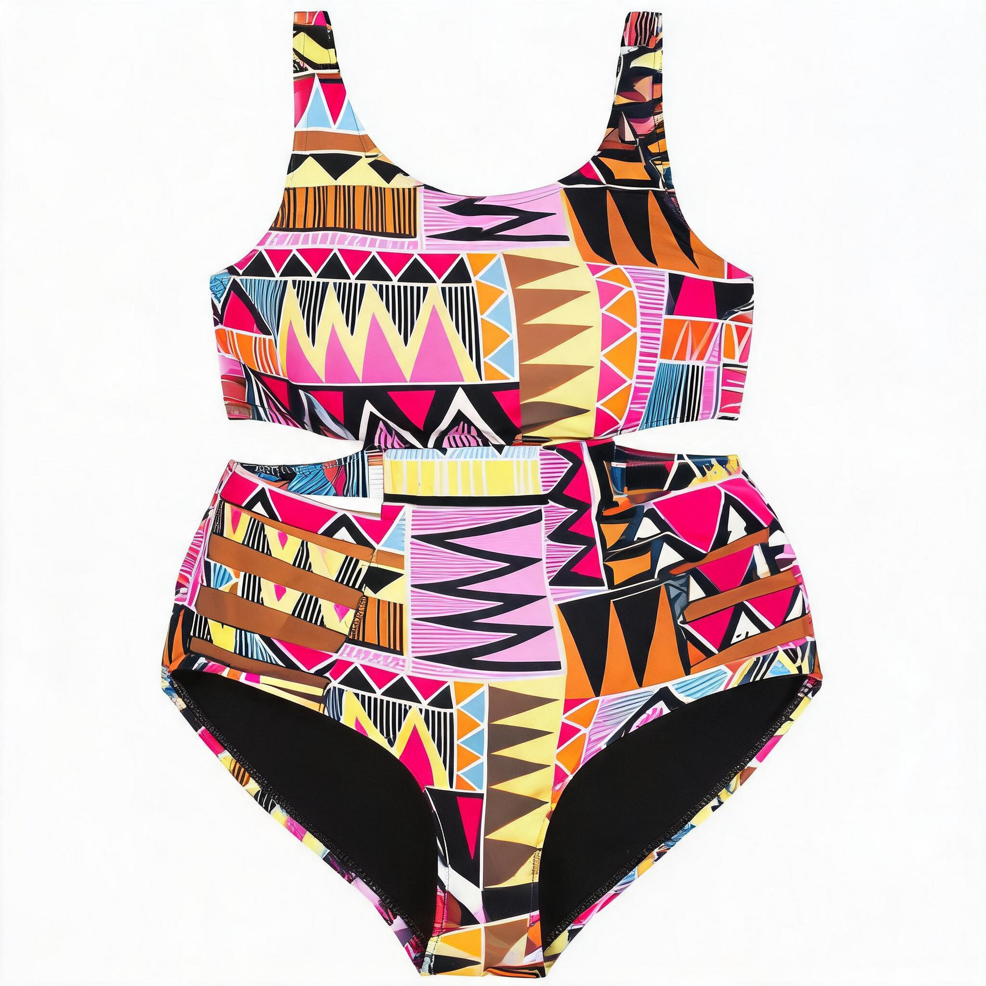 Plusock Tribal Geo Print High Waist One-Piece Swimsuit - image 8