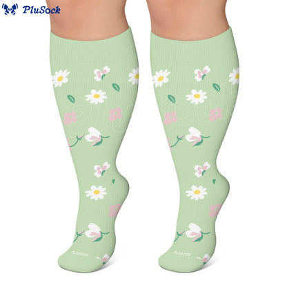 Plusock Plus Size Daisy Bee Flower Print Compression Socks - image 6