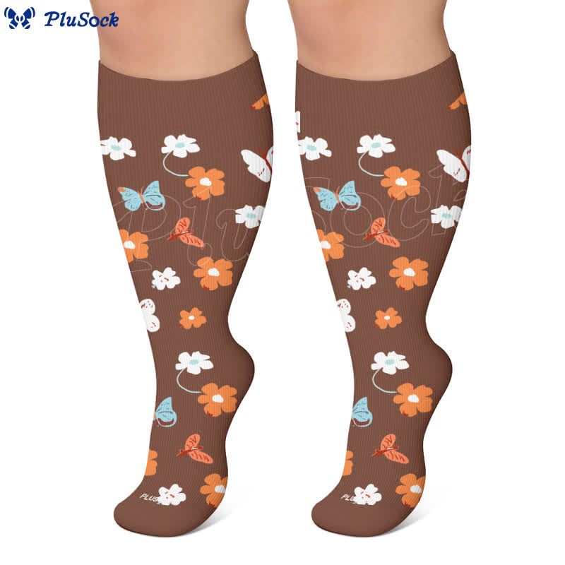 Plusock Plus Size Daisy Bee Flower Print Compression Socks - image 7