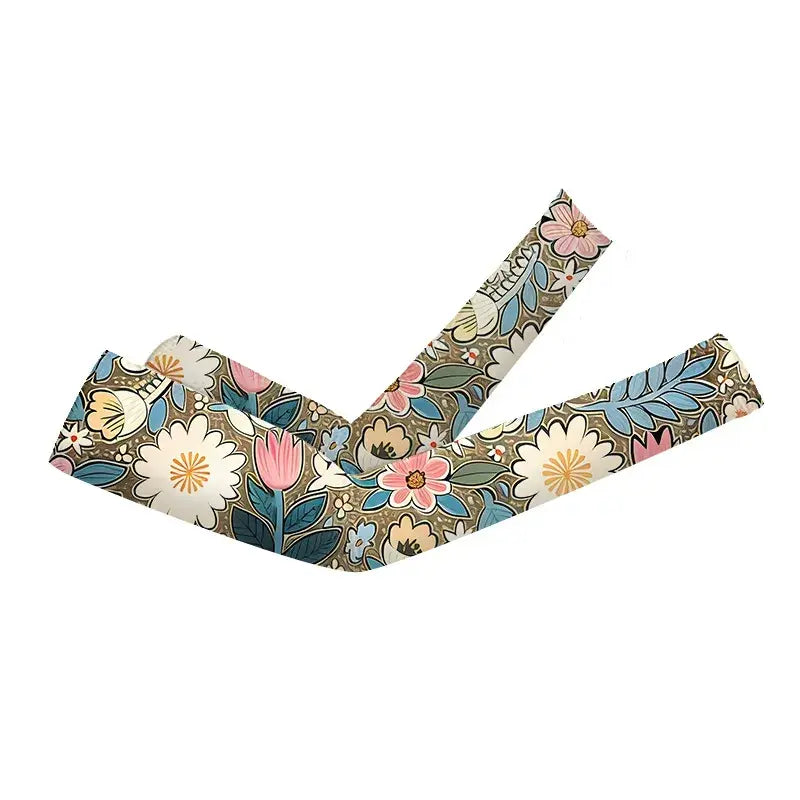 Plusock Flower Print Cooling Arm Sleeves(2 Pairs) - Brown - One Size - image 4
