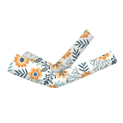 Plusock Flower Print Cooling Arm Sleeves(2 Pairs) - Yellow - One Size - image 1