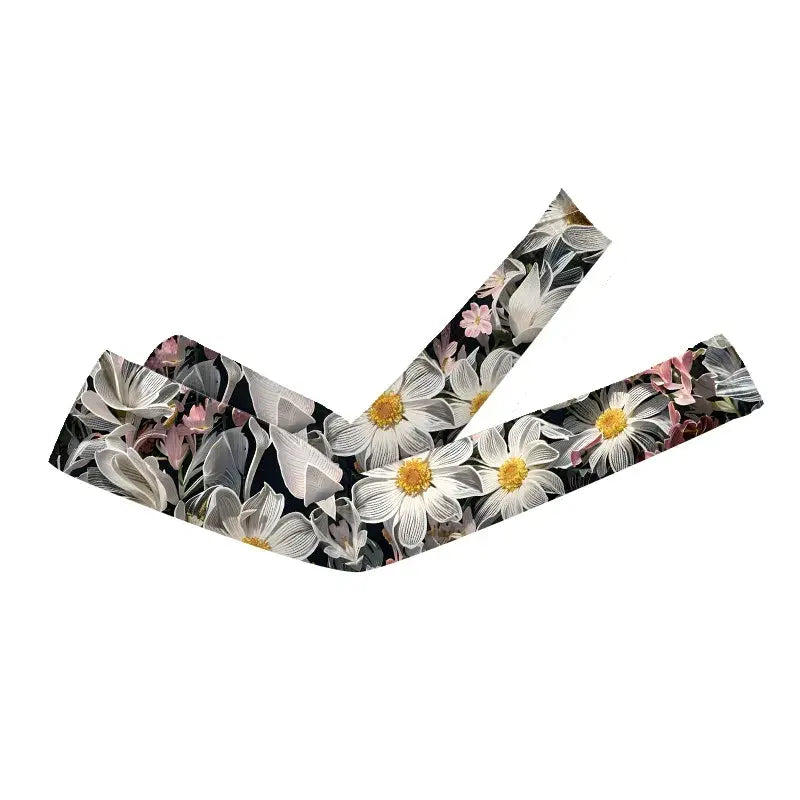 Plusock Flower Print Cooling Arm Sleeves(2 Pairs) - Black - One Size - image 5