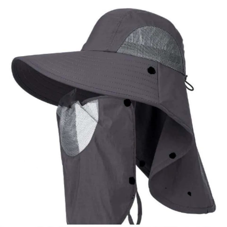Plusock Breathable Neck Shield Sun Hat - Dark Grey - One Size - With Face Cover - image 5