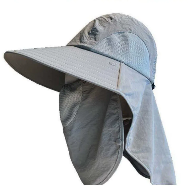 Plusock Breathable Neck Shield Sun Hat - Light Gray - One Size - With Face Cover - image 6