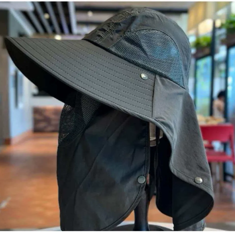 Plusock Breathable Neck Shield Sun Hat - Black - One Size - With Face Cover - image 7