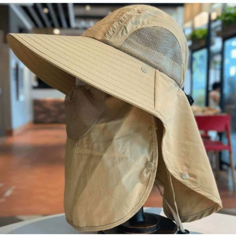 Plusock Breathable Neck Shield Sun Hat - Khaki - One Size - With Face Cover - image 9