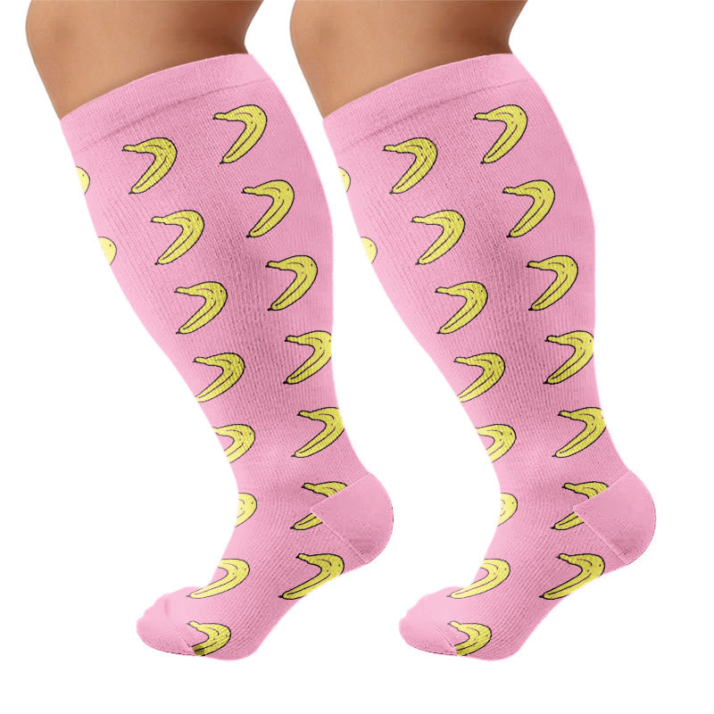 Plusock Plus Size Fruity Fun Compression Socks - Banana - 4XL - image 9