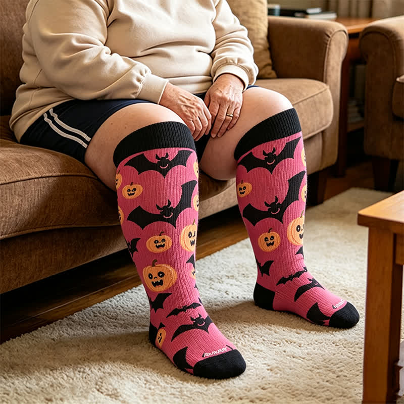 Plusock Plus Size Snail Pumpkin Compression Socks - Black(1 Pair) - 4XL - image 3