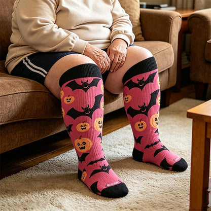 Plusock Plus Size Snail Pumpkin Compression Socks - Black(1 Pair) - 4XL - image 3