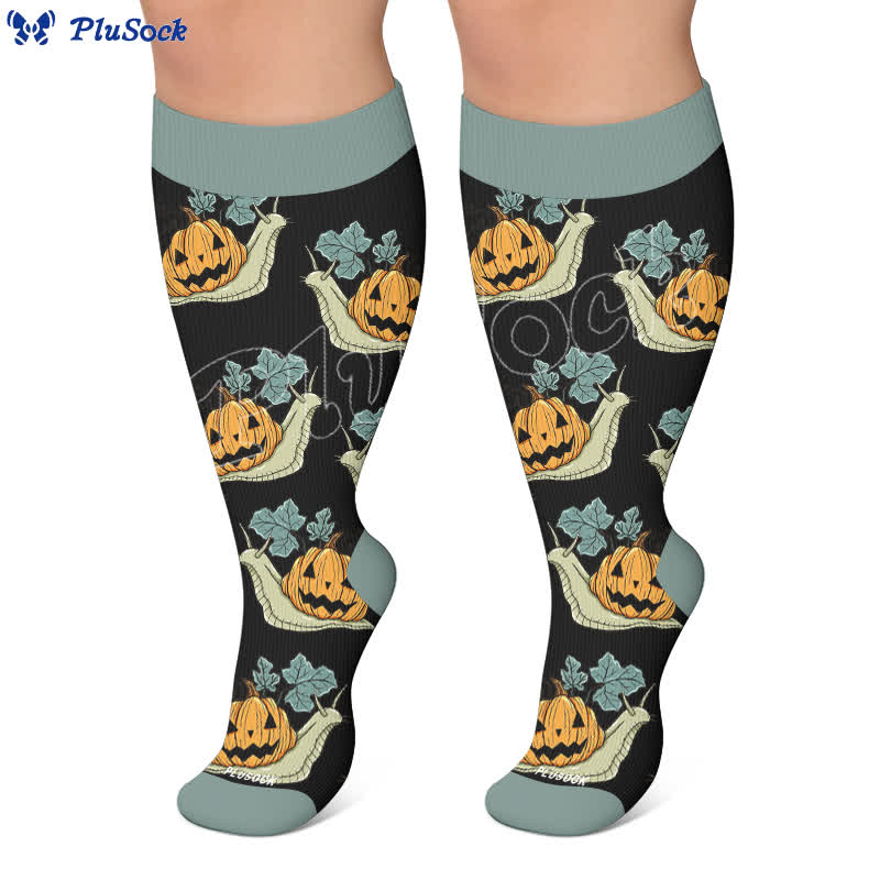 Plusock Plus Size Snail Pumpkin Compression Socks - image 5