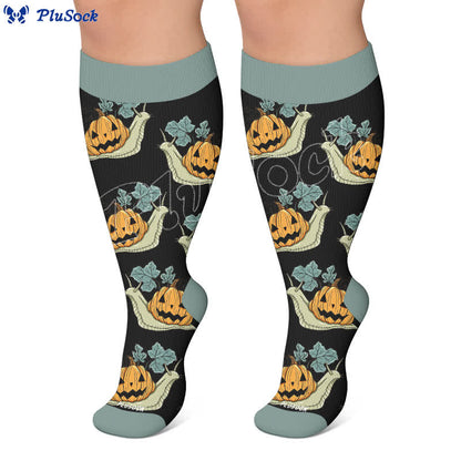 Plusock Plus Size Snail Pumpkin Compression Socks - image 5