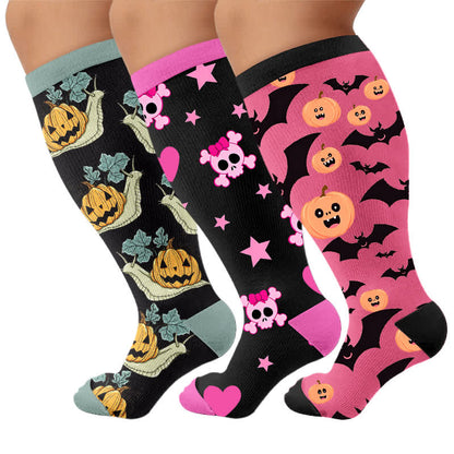 Plusock Plus Size Snail Pumpkin Compression Socks - Multicolor(3 Pairs) - 4XL - image 4