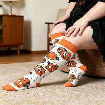 Plusock Plus Size Pumpkin Parade Compression Socks - White(1 Pair) - 4XL - image 1
