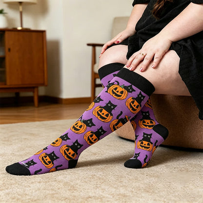 Plusock Plus Size Pumpkin Parade Compression Socks - Purple(1 Pair) - 4XL - image 2