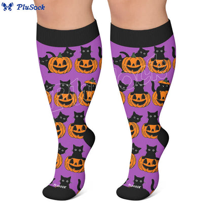 Plusock Plus Size Pumpkin Parade Compression Socks - image 6
