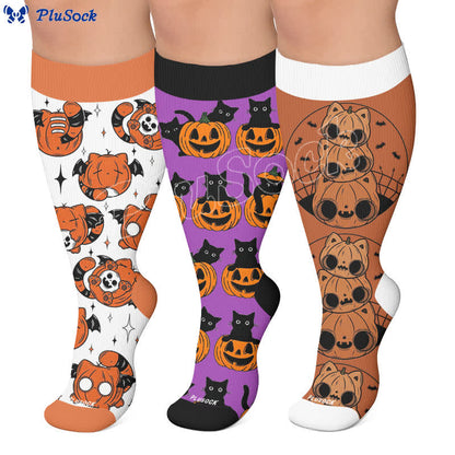 Plusock Plus Size Pumpkin Parade Compression Socks - image 0