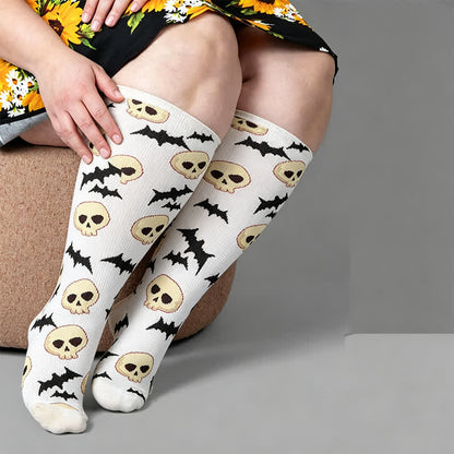 Plusock Plus Size Halloween Bat Compression Socks - White(1 Pair) - 4XL - image 2