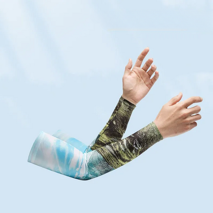 Plusock Landscape Printed Cooling Arm Sleeves(4 Pairs) - Sky Blue - One Size - image 4