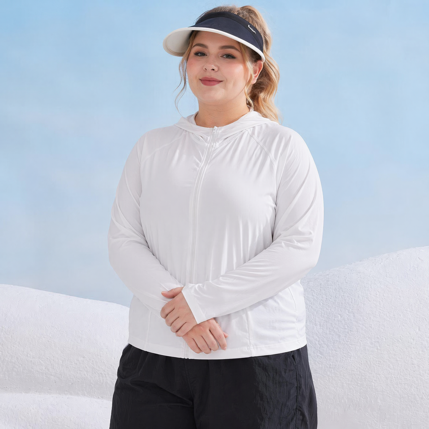 Plusock Lightweight Hooded Zip Sun Protection Jacket - White - 2XL - image 6