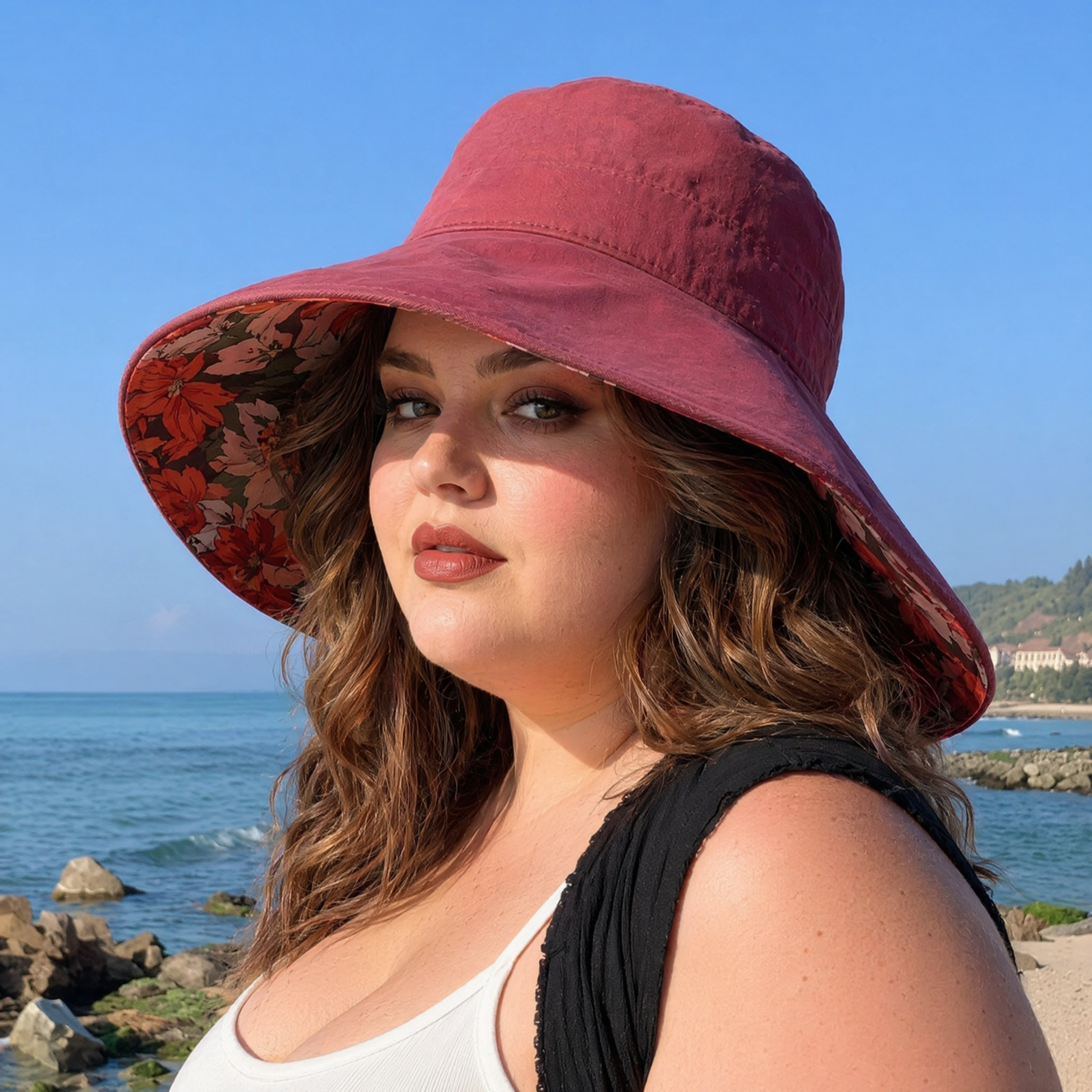 Plusock Floral Lined Beach Sun Hat - image 1