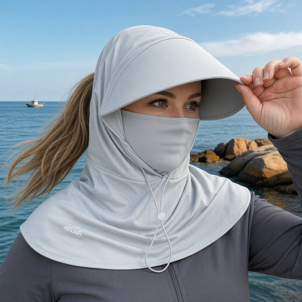 Plusock UV Shield Neck Cape Sun Hat - Light Gray - One Size - image 3