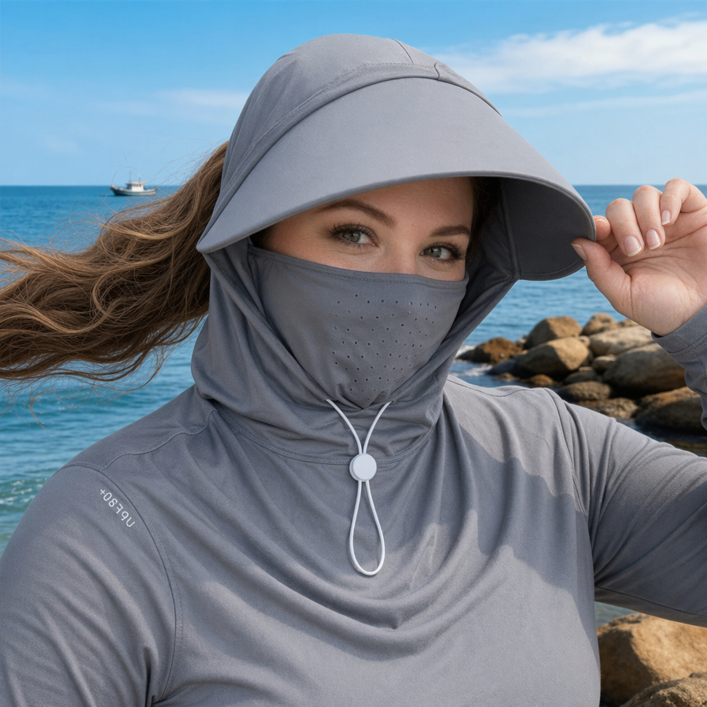 Plusock UV Shield Neck Cape Sun Hat - Dark Grey - One Size - image 0