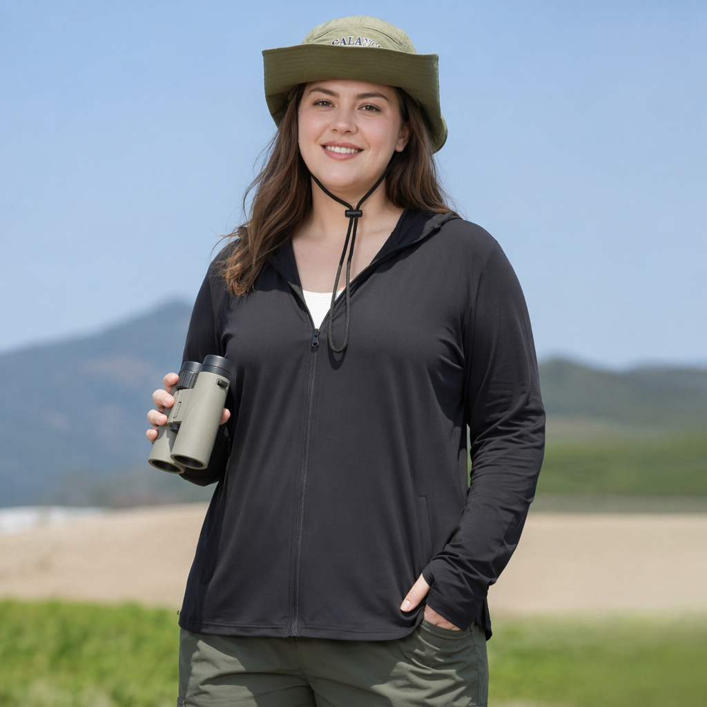 Plusock Lightweight Hooded Sun Protection Clothing - Black - 4XL - image 0