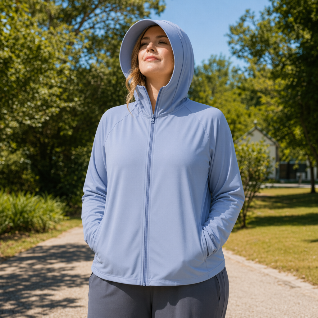 Plusock Lightweight Hooded Sun Protection Clothing - Blue - 4XL - image 8