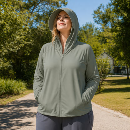 Plusock Lightweight Hooded Sun Protection Clothing - Army Green - 4XL - image 6