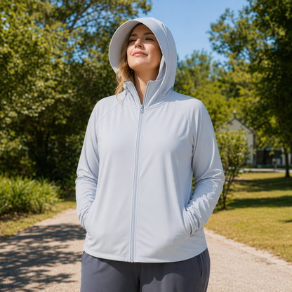 Plusock Lightweight Hooded Sun Protection Clothing - Light Gray - 4XL - image 7