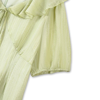 Plusock Romantic Frill Collar Puff Sleeve Maxi Dress - image 2