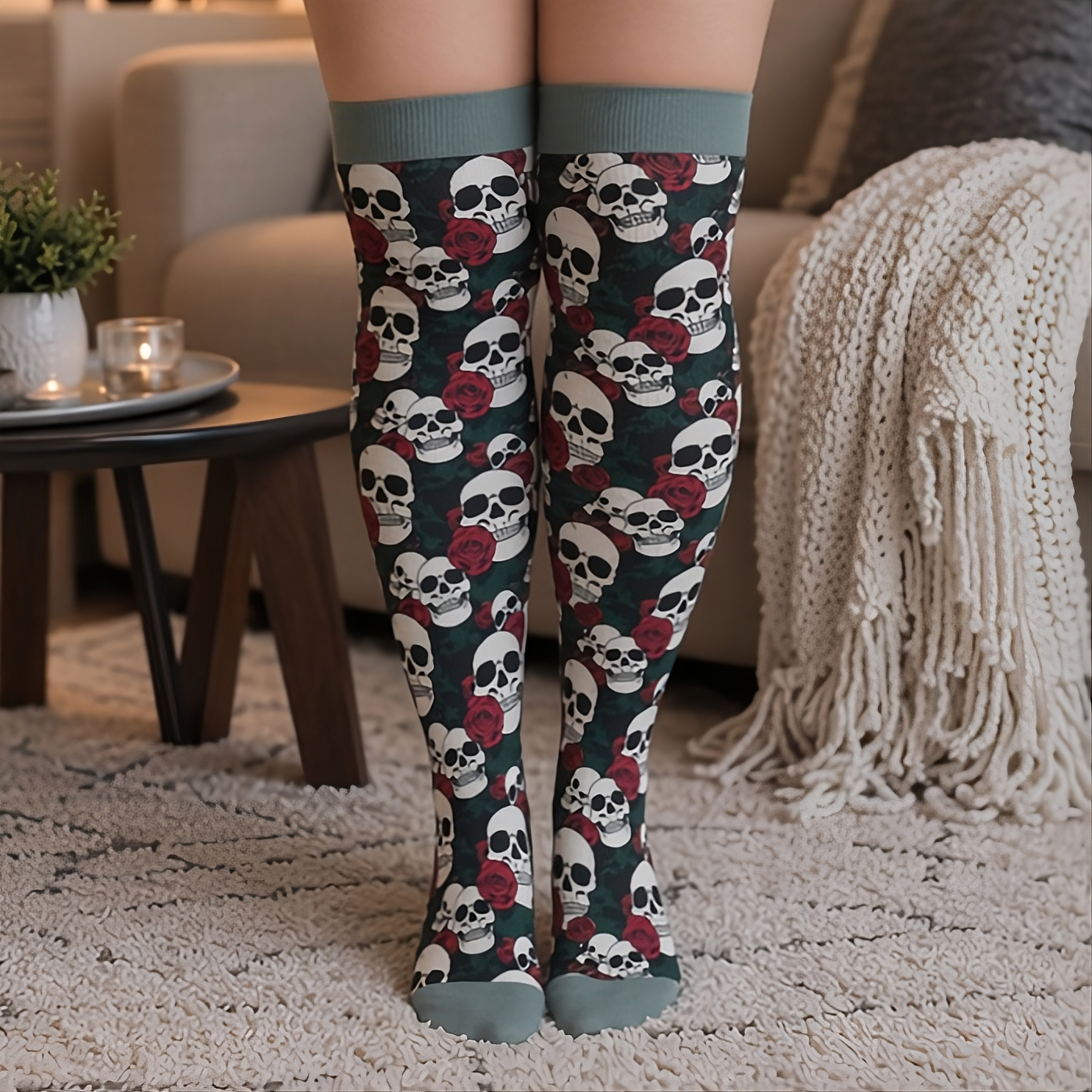 Plusock Plus Size Skull Compression Socks - image 1