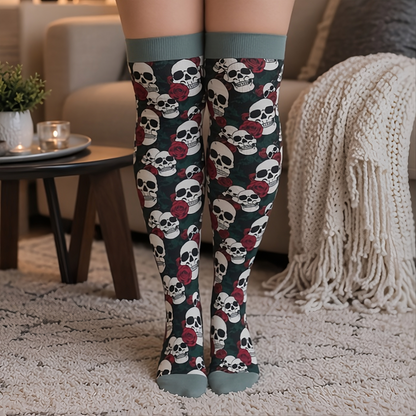 Plusock Plus Size Skull Compression Socks - image 1
