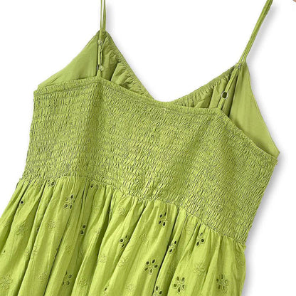 Plusock Green Embroidery Slip Dress & White Puff Sleeve Cardigan Two Piece Set - image 7