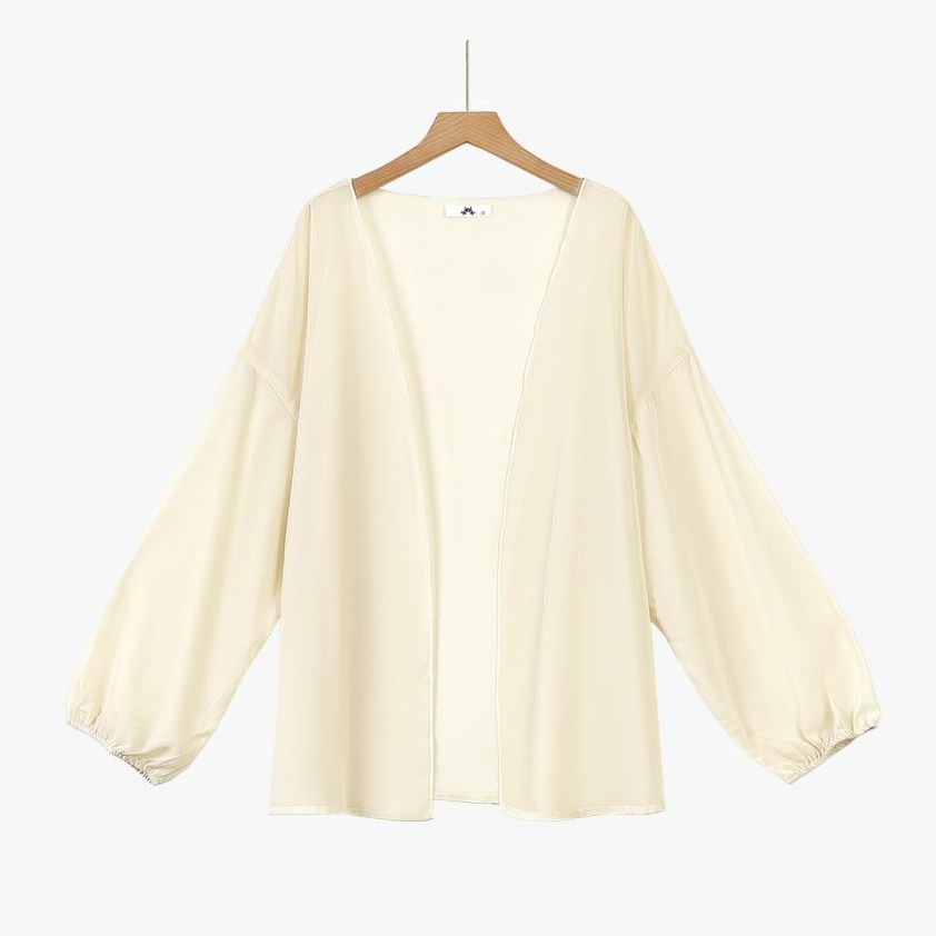 Plusock Green Embroidery Slip Dress & White Puff Sleeve Cardigan Two Piece Set - Shawl - 6XL - image 1
