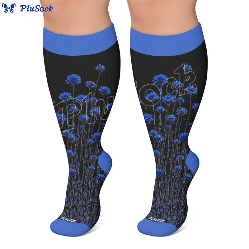 Plusock Plus Size Midnight Tulip Compression Socks - image 7