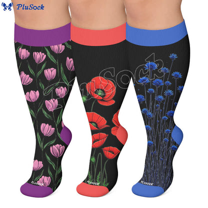 Plusock Plus Size Midnight Tulip Compression Socks - image 0