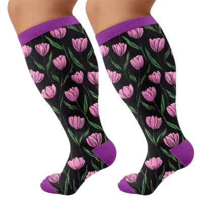 Plusock Plus Size Midnight Tulip Compression Socks - image 8