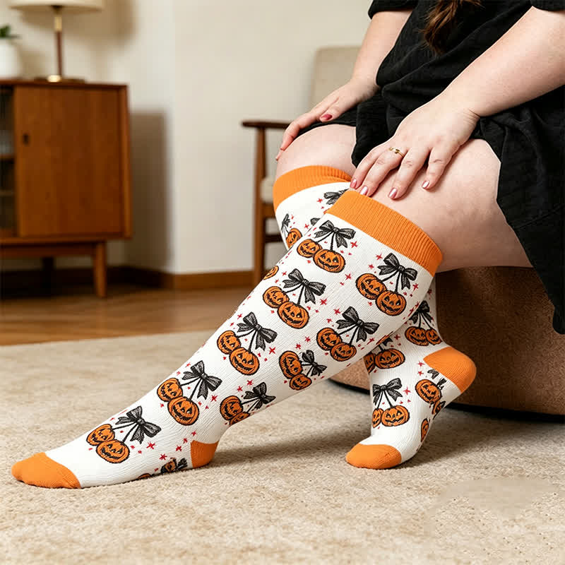 Plusock Plus Size Festive Bow Compression Socks - Yellow(1 Pair) - 4XL - image 3