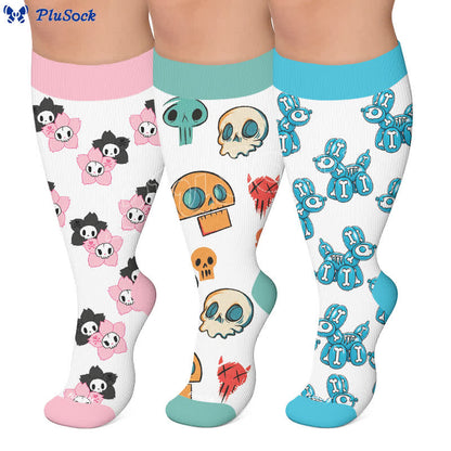 Plusock Plus Size Balloon Dog Skull Compression Socks - image 0